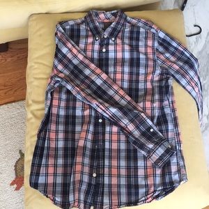 GAP Blue/Coral plaid button down